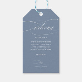 Etiqueta Para Presente Boas-vindas ao Casamento de Destino Azul Dusty
