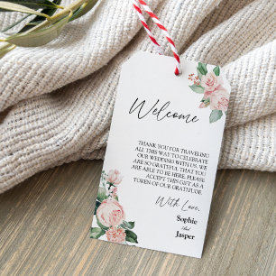 Etiqueta Para Presente Boas-vindas ao Casamento de Destino Branco Blush F