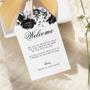 Etiqueta Para Presente Boas-vindas ao Casamento de Destino Branco Gótico