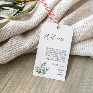Etiqueta Para Presente Boas-vindas ao Casamento de Destino Branco Moderno