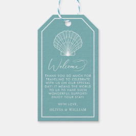 Etiqueta Para Presente Boas-vindas ao casamento elegante de Seashell Beac