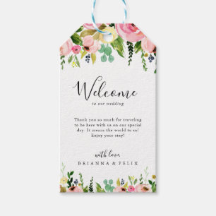 Etiqueta Para Presente Boas-vindas ao Casamento Floral de outono de Color