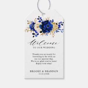 Etiqueta Para Presente Boas-vindas ao Casamento Floral Dourado Amarelo Az