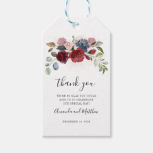 Etiqueta Para Presente Boas-vindas ao Casamento Floral Russo Burgundy