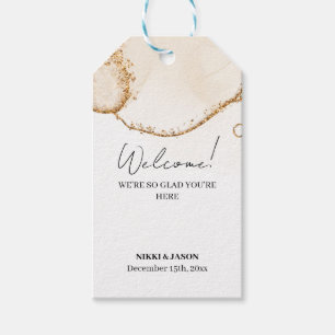 Etiqueta Para Presente Boas-vindas ao Casamento Mínimo Dourado da Linha G