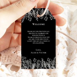 Etiqueta Para Presente Boas-vindas ao Casamento Verde Negro e Branco