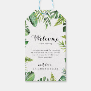 Etiqueta Para Presente Boas-vindas ao Casamento Verde Tropical de Destino