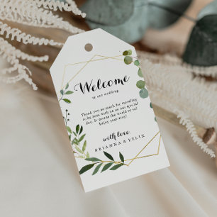 Etiqueta Para Presente Boas-vindas ao Casamento Verde Tropical Geométric
