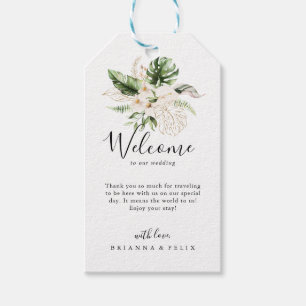 Etiqueta Para Presente Boas-vindas ao Dourado Casamento Floral de Folhage