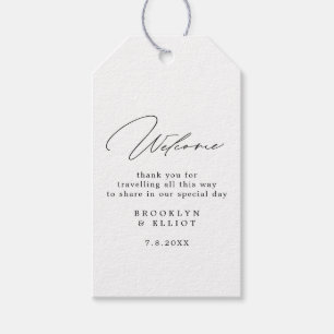 Etiqueta Para Presente Boas-vindas ao Hotel de Casamento de Script Minima