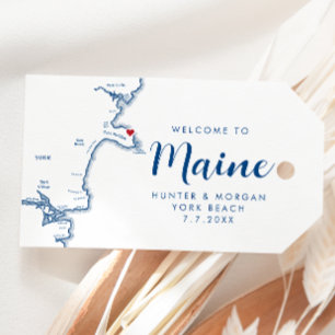 Etiqueta Para Presente Boas-vindas ao Marinho Maine Map Minimal Moderno