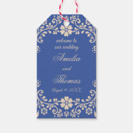 Etiqueta Para Presente Boas-vindas de casamento floral mexicano azul