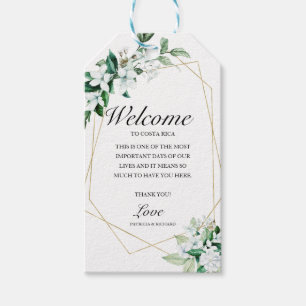 Etiqueta Para Presente Boas-vindas de Casamento Geométrico Flora Verde