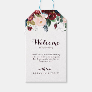 Etiqueta Para Presente Boas-vindas do Casamento Floral de Queda Ilustrada