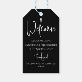 Etiqueta Para Presente Boas-vindas Preto e Branco elegante simples minima