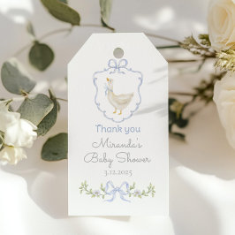 Etiqueta Para Presente Bobo ganso Chá de fraldas azul de creme Obrigado