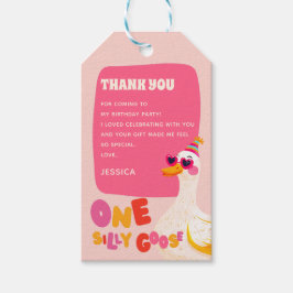 Etiqueta Para Presente Bobo Goose Pink Aniversário de criança Party Obrig