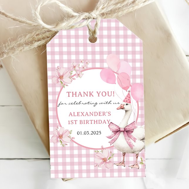 Etiqueta Para Presente Bobo Goose primeiro aniversario (Criador carregado)