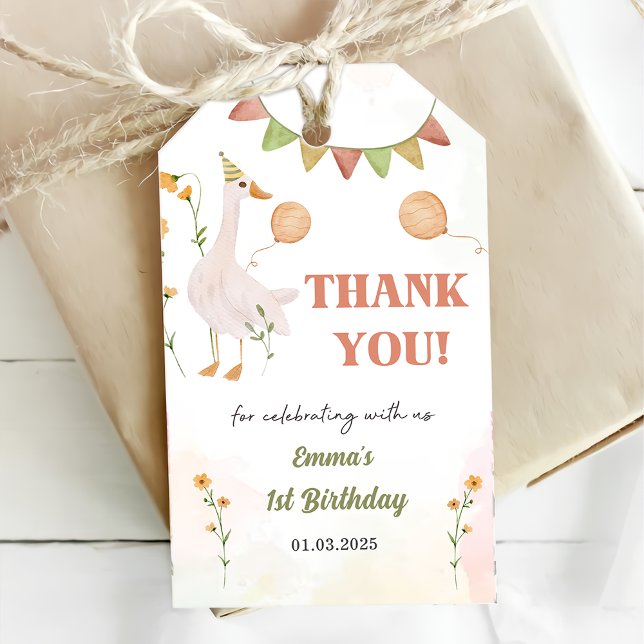 Etiqueta Para Presente Bobo Goose primeiro aniversario (Criador carregado)