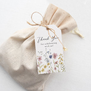 Etiqueta Para Presente Boho Aquarela Flores Silvestres Florais Obrigado