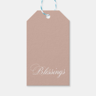 Etiqueta Para Presente Boho Beige White Bessings Personalizado - Bênçã