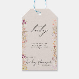 Etiqueta Para Presente Boho Beige Wildflower Chá de fraldas Obrigado