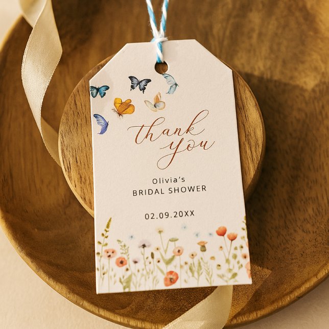 Etiqueta Para Presente Boho Borboleta Floral Caprichosa Obrigada (Criador carregado)
