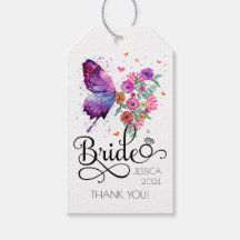 Bóho Brito Floral Butterfly Favor Gift Tag