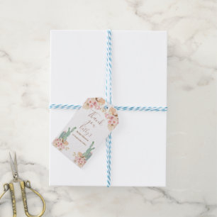 Etiqueta Para Presente Boho Cactus Pink Flowers Obrigado Tag