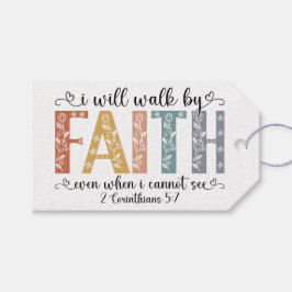 Etiqueta Para Presente Boho Christian Walk by Faith Bible Verse Floral