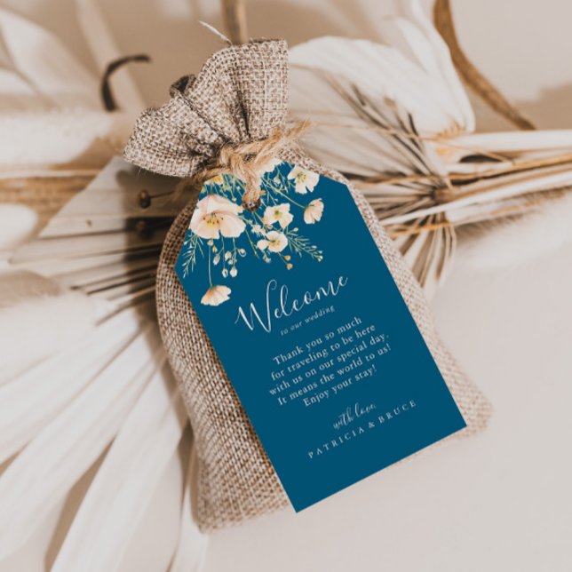 Etiqueta Para Presente Boho Clássico Blush Wildflower Wedding Bem-vindo (Criador carregado)