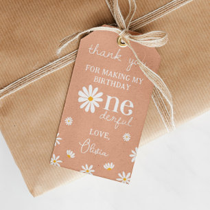 Etiqueta Para Presente Boho Daisy Festa de aniversário Obrigado Tag
