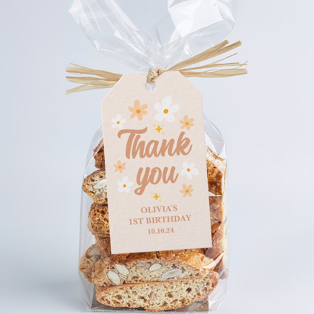 Etiqueta Para Presente Boho Daisy Obrigado Festa (Criador carregado)