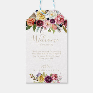 Etiqueta Para Presente Boho do Casamento Tropical de Feather Selvagem Dou