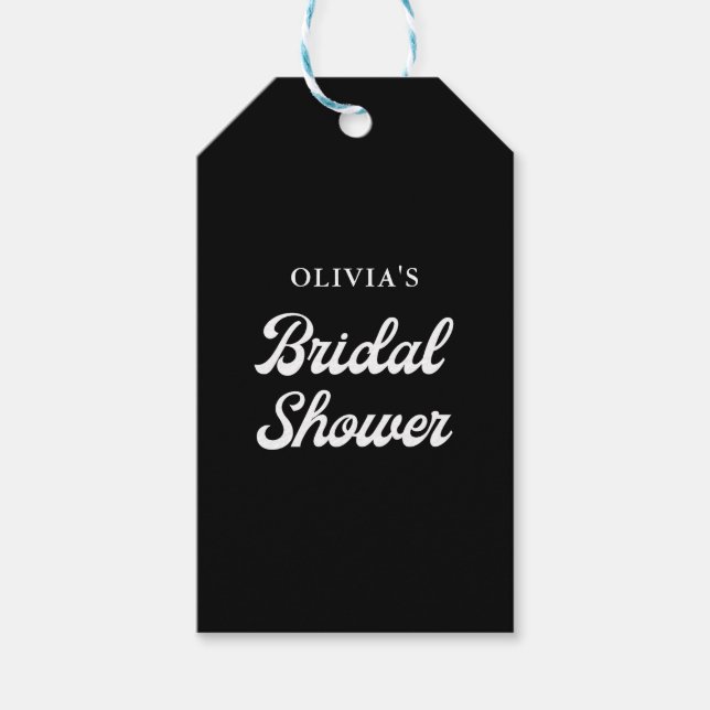 Etiqueta Para Presente Boho e Retro Preto | Chá de Noiva  (Frente)