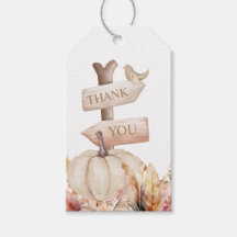 Boho Fall White Pumpkin Obrigado