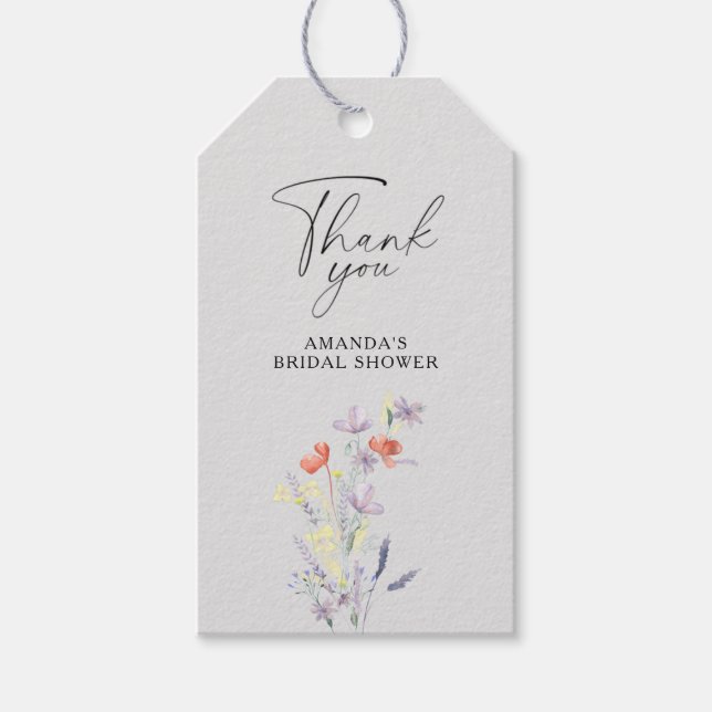 Etiqueta Para Presente Boho Floral chá de panela obrigado (Frente)