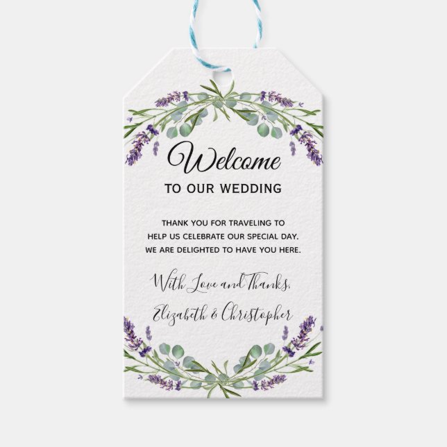 Etiqueta Para Presente Boho Floral Lavanda Eucalyptus Wedding (Frente)