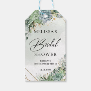 Etiqueta Para Presente Boho flores suculentas Chá de panela de ouro verde