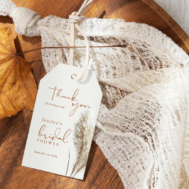 Etiqueta Para Presente Boho Fluffy Grama de Pampas Chá de Noiva Obrigada