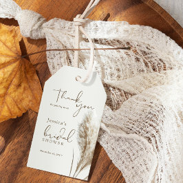 Etiqueta Para Presente Boho Fluffy Grama de Pampas Chá de Noiva Obrigada