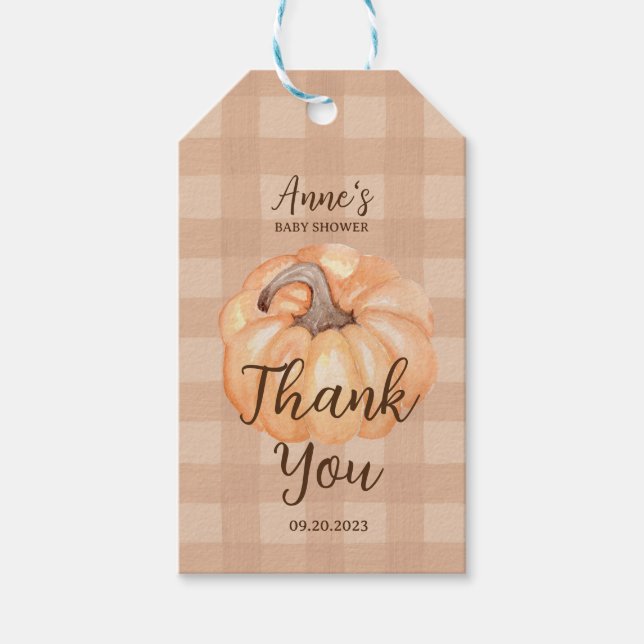 Etiqueta Para Presente Boho Little Pumpkin Chá de fraldas Obrigado (Frente)
