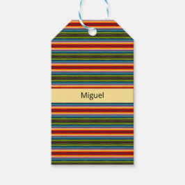 Etiqueta Para Presente Boho Mexicano Listras Serape Nome Personalizado