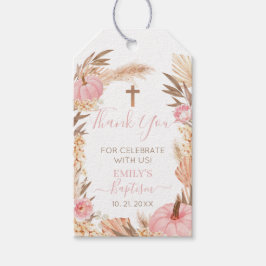 Etiqueta Para Presente Boho Pampas Rosa Pumpkin Baptism Gift Tags