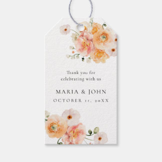 Etiqueta Para Presente Boho Peach & Blush Floral Wedding Gift Tags