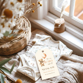 Etiqueta Para Presente Boho, podemos esperar o Chá de fraldas do Urso Bei