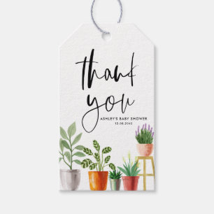 Etiqueta Para Presente Boho Potted HousePlant Chá de fraldas Obrigado