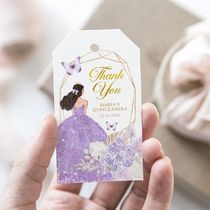Etiqueta Para Presente Boho Purple Borboleta Floral Princesa Quinceañera