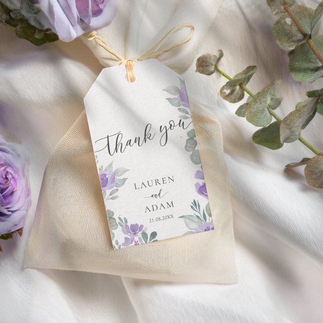 Etiqueta Para Presente Boho Purple Floral Wedding Favor (Criador carregado)