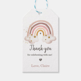Etiqueta Para Presente Boho Rainbow Watercolor Aniversário Favor Obrigado